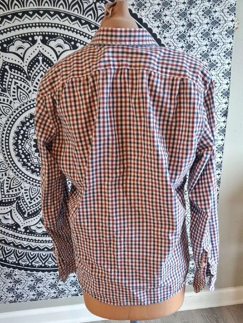 J. Crew Red Navy White Gingham Button-Down Shirt